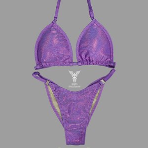 Biquíni Fit Model NPC – Lilás Brilhante Holográfico