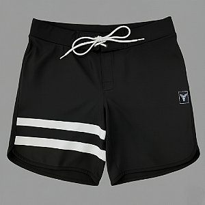 Bermuda Men's Physique Curta Preta com Listras Brancas