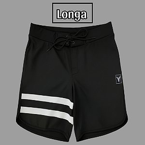 Bermuda Men's Physique Longa Preta com Listras Brancas