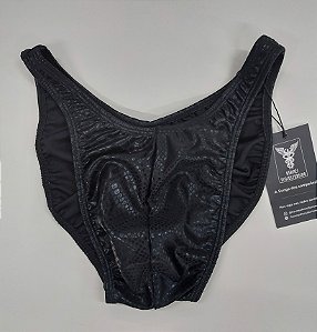 Sunga Bodybuilder - Preta Escama de Cobra - Tradicional - M - Com costura