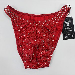 Sunga Bodybuilder – Tradicional – GG – Vermelha Réptil com cristais – Sem costura