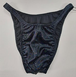 Sunga Bodybuilder – Pró – GG – Preta em veludo Holográfico – Sem costura