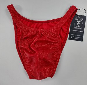 Sunga Bodybuilder – Pró – G – Vermelha Brilhante Holográfica – Sem costura