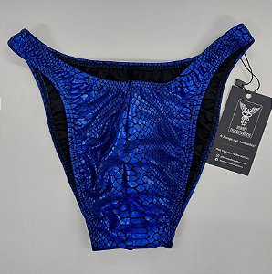 Sunga Bodybuilder – Tradicional – G – Azul com Preto Réptil – Sem costura