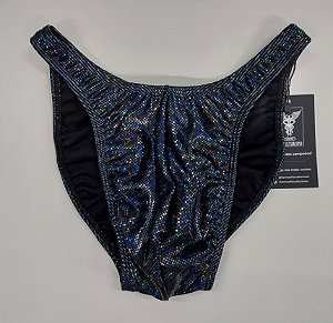 Sunga Bodybuilder – Tradicional – G – Preta Holográfica – Com costura