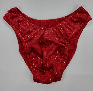 Sunga Bodybuilder – IFBB – G – Vermelha Veludo Holográfico – Sem costura