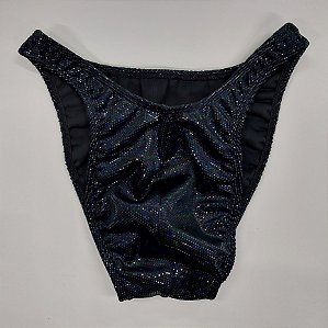 Sunga Bodybuilder – Tradicional – M – Preta Veludo Holográfico – Sem costura