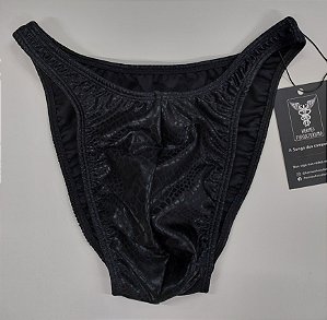 Sunga Bodybuilder – Tradicional – P – Preta Brilhante Cobra – Sem costura