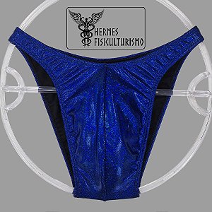 Sunga Bodybuilder Azul Real com Preto Brilhante Holográfica - Corte Tradicional