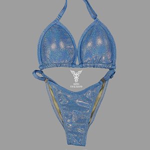Biquíni Fit Model NPC – Azul Bebê Brilhante Holográfico