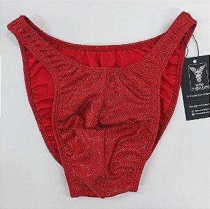 Sunga Bodybuilder – Tradicional – GG – Vermelha Brilhante Holográfica – Sem costura