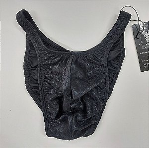 Sunga Bodybuilder – Pró – M – Preta Brilhante Cobra – Com costura