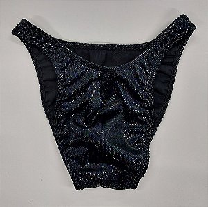 Sunga Bodybuilder – Tradicional – M – Preta Veludo Holográfico – Sem costura