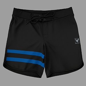 Bermuda Men's Physique Curta Preta com Listras Indigo