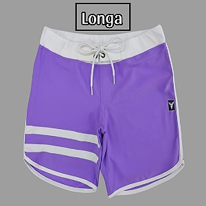 Bermuda Men's Physique Longa Lilás com Branco e Listras