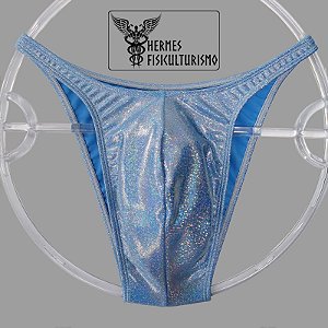 Sunga Bodybuilder Azul Bebê Brilhante Holográfica - Corte Pró