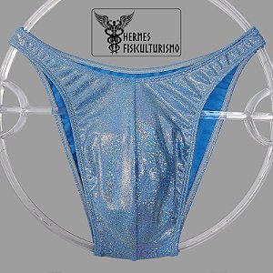 Sunga Bodybuilder Azul Bebê Brilhante Holográfica - Corte Tradicional