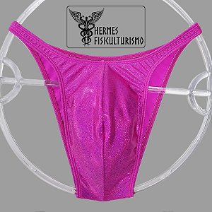 Sunga Bodybuilder Rosa Brilhante Holográfica - Corte Pró