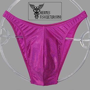 Sunga Bodybuilder Rosa Brilhante Holográfica - Corte Tradicional