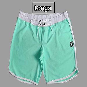Bermuda Men's Physique Longa Verde Água com Branco