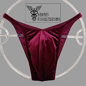 Sunga Bodybuilder Bordô em Veludo - Corte Pró