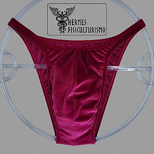 Sunga Bodybuilder Bordô em Veludo - Corte Pró