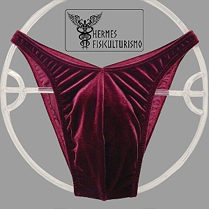 Sunga Bodybuilder Bordô em Veludo - Corte Tradicional