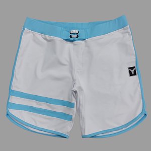 Bermuda Men's Physique Curta Branca com Blue Sky e Listras