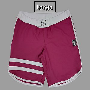 Bermuda Men's Physique Longa Cereja com Branco e Listras