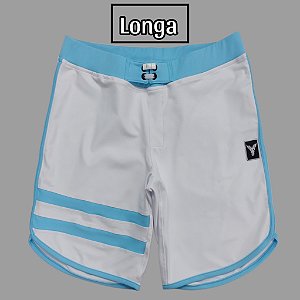Bermuda Men's Physique Longa Branca com Blue Sky e Listras