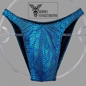 Sunga Bodybuilder Turquesa Escama de Cobra - Corte Tradicional