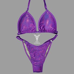 Biquíni Fit Model NPC – Roxo Brilhante Holográfico