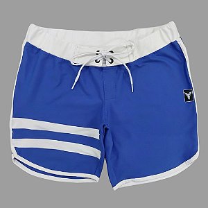 Bermuda Men's Physique Curta Azul Royal com Branco e Listras