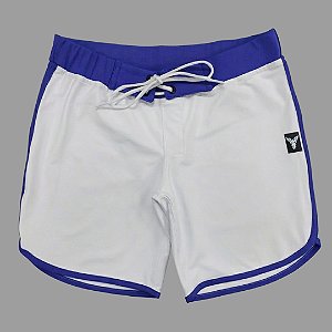 Bermuda Men's Physique Curta Branca com Azul Royal
