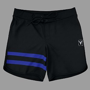 Bermuda Men's Physique Curta Preta com Listras Azul Royal