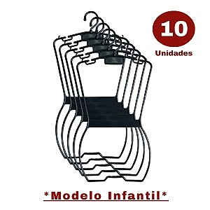 Cabide Silhueta em Plástico Preto Infantil - KIt 10 Unidades