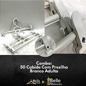 Kit 50 unid - Cabide com Presilha Branco