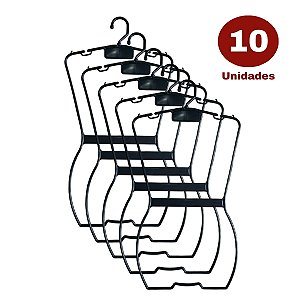 Cabide Silhueta em Plástico Preto - KIt 10 Unidades