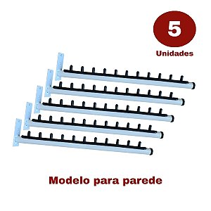 Cabideiro RT Simples Branco de Parede - Kit 5 Unidades