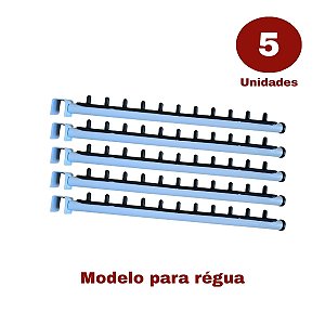 Cabideiro RT Simples Branco de Régua - Kit 5 Unidades
