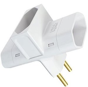 PLUGUE T 3 SAÍDAS 2P 10A 250V PB BRANCO 690650 - LEGRAND PIAL