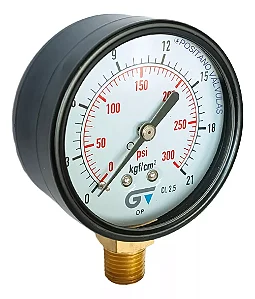 Manometro 2 1/2" Inferior 1/4 NPT 10 Kg Aço de Carbono - 30740