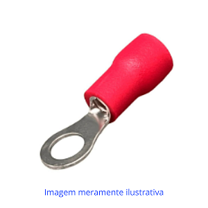 Terminal Argola Vermelho 6 mm com Furo de 1/4" – Para Cabos 0,5 a 1,5 mm²