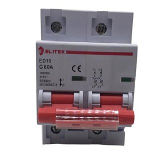 Disjuntor Bipolar Curva C 80A 10kA ED102C80A – Elitek