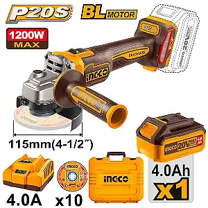 Esmerilhadeira Angular 4.1/2" 20V P20S (1 Bateria 4.0AH) Ingco