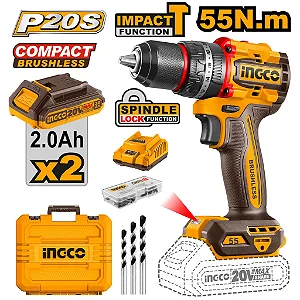 Furadeira / Parafusaderia Com Impacto 1/2" 20V (2 Baterias 2AH) Ingco