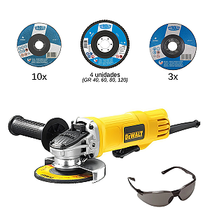 Kit Esmerilhadeira Pro (Esmerilhadeira, Discos de Corte, Flap e Desbaste e Óculos)