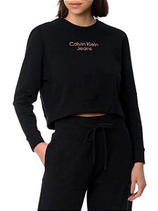 Calvin Klein Jeans Blusa ML Recortes Sustainable Preto BL569 - Transwear