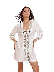 Morena Rosa Chemise Curto Detalhe Entremeio Off White 200943