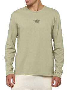Calvin Klein Camiseta Manga Longa Masculina Selo Sustainable Verde Militar TL842
